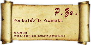 Porkoláb Zsanett névjegykártya